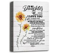 Canvas Wall Art Inspirational Quote Gifts To My Daughter, Sunflower Decor Canvas Prints Poster Wall Art, Christmas, Mother’s Day, Father’s Day, Birthday, Graduation Gift for Daughters, Size 12x15