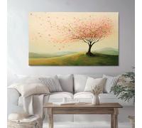 Canvas Wall Art Light, Canvas Wall Art Simple Elegant Tree Oil Painting Pictures Home Decorations for Living Room Bedroom Bathroom Office, Painting 76 x 51 cm (Unframed) unframed