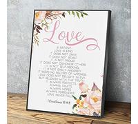 Canvas Wall Art Love Is Patient,Love Is Kind,1 Corinthians 13 4-8 Modern Prints Wood Framed Room Decor For Home Office Apartment Wall Decor Ready To Hang 12x8 In