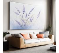 Canvas Wall Art Minimalist Lavender Watercolour Flowers Wall Pictures, Canvas Print Artwork for Bedroom Office Home Living Room Wall Decor 55 x 28 Inch (140 x 70 cm)