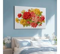 Canvas Wall Art Minimalist Vintage Floral Daisy Rose Picture Canvas Poster Print Artwork for Bathroom Living Room Wall Decor 160L x 80W CM (63" x 32") Unframed