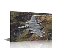 Canvas Wall Art Modern Home Decor F-15 Eagle Fighter Jet Photography Print On Canvas Airplane Decor Pictures Wall Art Paiting Vintage Walls Artwork for Office Living Room Framed Ready to Hang 36x24 in
