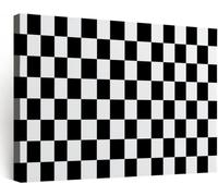 Canvas Wall Art Modern Minimalist Geometric Canvas Print - Black White Squares Grids Wall Decor Framed Picture Painting Artwork for Bedroom Living Room Hallway Stairs Home Decorations 70 x 50 cm