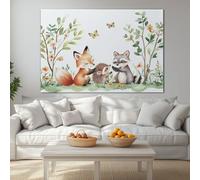 Canvas Wall Art Modern Wall Decor, Forest Cute Animal Woodland Watercolor Fairy tale Rendering Wall Pictures Framed for Living Room Bedroom Office Home Decoration 36 x 24 inches