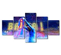 Canvas Wall Art Motivational Football Poster 5 Piece Lionel Messi Painting Modern Artwork Canvas Art Print for Living Room Bedroom Dining Room Wall Decor Stretched and Framed Ready to Hang 60x32 in