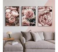 Canvas Wall art,Nordic Simple Abstract Wall Art Modern Rose Pink Canvas Poster Print Home Bedroom Living Kitchen Office Room Decoration Artwork-50 * 60cm*3/(20 * 24inch*3) Unframed