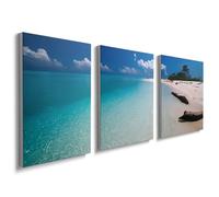 Canvas Wall Art Ocean Decorations for Home Bathroom Bedroom 3 Panels Sunset Wave Picture Prints Modern Seascape Paintings Art Deco for Living Room Kitchen Office Artwork 12x16inch, YH1607