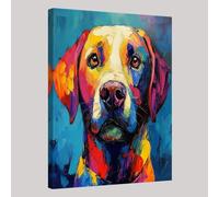 Canvas Wall Art Painted Labrador 30 x 20 cm Framed Print Poster Ready to Hang for Living Room Bedroom Hallway Home Decoration