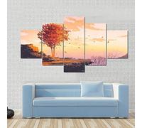 Canvas Wall Art Paintings For Home Decor Rainy Street Scene Oil Painting 5 Pieces Modern Giclee Artwork The Pictures For Living Room Decoration Photo Prints On Canvas L/Without Frame 150-6842234990