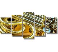 Canvas Wall Art Picture 5 Piece Jazz Canvas Prints Art Prints Decor Artwork Modern Pictures For Home Decorations Living Room Bedroom Office Hotel Gift/With Frame 150 X 100 Cm -7661898309
