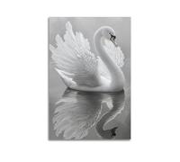 Canvas Wall Art Picture Animal Poster Elegant White Swan Modern Living Room Bedroom Decor 20x30inch(50x75cm)