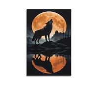 Canvas Wall Art Picture Animal Poster Mystical Howling Wolf Modern Living Room Bedroom Decor 20x30inch(50x75cm)