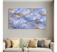 Canvas Wall Art Picture Framed Nature Luxury Print Artwork, Blue Grey Marble Wall Decor Paintings Wall Decor, for Bedroom, Living or Entryway Home Decoration, with Hooks and Nails 90L x 60W cm