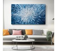 Canvas Wall Art Pictures Mural for Wall Decor Abstract Geometry Cube Blue Silver Prints Poster Frameless for Living Room Bedroom Office Home Decoration, 61 x 41 cm