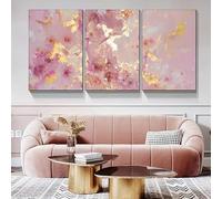Canvas Wall Art Pink and Gold Marble Stone Picture Prints Wall Decor for Girls Room Room Bedroom Home interior Decoration(60x90cm-3Pcs)