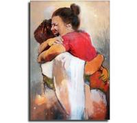 Canvas Wall Art Prints 1st Day In Heaven Poster Jesus Christ Embracing Woman poster Framed Ready to Hang First Day in Heaven Painting Picture For Decor (Brown haired beauty,16x24inch-Frame)