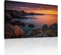 Canvas Wall Art Prints for Living Room - Coast Cliff Sunset Unframed Poster Picture - Modern Ocean Landscape Wall Decor for Dining Room Bathroom Bedroom Home Office 47 x 20 in, Multicoloured