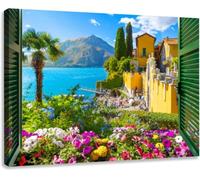 Canvas Wall Art Prints View Through An Open Window Shutters Looking Down The Colorful Picture Unframed Canvas Wall Art Decor For Living Room Bedroom Kitchen Bathroom Office Artwork Painting 12x16Inch