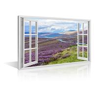 Canvas Wall Art Purple Heather on the Gently Rolling Hills Home Decor 1 Piece Cairngorms National Park Wall Decorations for Living Room Bedroom Bathroom Office Framed Ready to Hang (12''Wx 18''H)