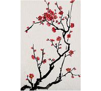 Canvas Wall Art Red Cherry Blossoms Canvas Print Artwork Flower Ink Style Wall Art Paintings Modern Picture Print Unframed for Living Room Dinning Room Bedroom Bathroom Home Decor 12x18inch