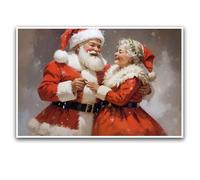 Canvas Wall Art Santa Claus and Mrs. Claus Art Print Vintage Wall Decoration Christmas Holiday Decor 12x18in-UnFramed