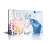 Canvas Wall Art Scientist Hand Holding Test Tubes Laboratory Research Wall Decoration for Living Room Scientist Bedroom Decor Posters and Prints Stretched and Framed Ready to Hang (24''Wx 36''H)