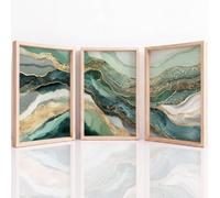 Canvas Wall Art Set Exquisite Luxury Artwork Prints Marble Texture Cyan Wave Painting Picture for Living Room Bedroom Hallway Office Home Wall Decor 42 x 59.4 cm