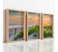 Canvas Wall Art Set Landscape Photography Artwork Prints Seaside Beach Sunset Grass Tranquil Peaceful Painting Picture for Living Room Bedroom Hallway Office Home Wall Decor 21 x 29.7 cm
