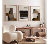 Canvas Wall Art-Set of 3-Abstract Earthy Neutral Tones Brush Mid Century Modern Posters Wall Art Canvas Painting Print Pictures Artwork for Living Office Room Decor-50 * 60cm (No Frame)