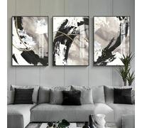 Canvas Wall Art-Set of 3-Modern Abstract Wall Art Marble Black White Gray Canvas Painting Poster Prints Home Bedroom Living Kitchen Office Room Decoration-40 * 60cm (No Frame)