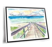 Canvas Wall Art Set,Wall Farmhouse Decor,Florida Beach Walk During Quiet Afternoon Wall Decoration Edition Fine Art Print Watercolor Prints Painting,12x16 Inch UnFramed Wall Art