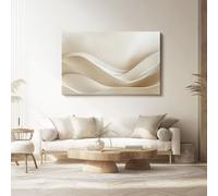 Canvas Wall Art Simple Modern Waves Smooth Art for Living Room Decor Beige Canvas Prints Frameless Bedroom Office Home Decoration 46L x 31W cm