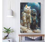 Canvas Wall Art - Space Cat Astronaut Picture Print On Canva, Posters And Prints Wall Art Living Room Home Decor Room Decor Teen 16x24inch(40x60cm)