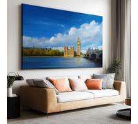 Canvas Wall Art Surreal Lake Big Ben View 150L x 100W CM (59" x 39") Decor Poster Prints for Living Room Kids' Nursery Wall Canvases Artwork Decor