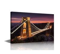 Canvas Wall Art the Avon Gorge Wall Decoration for Living Room Bristol England Home Decor Clifton Suspension Bridge Bedroom Wall Decor 1 Piece Artwork for Home Wall Framed Ready to Hang (24''Wx 36''H)