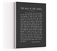 Canvas Wall Art The Man In The Arena Metal Print,Theodore Roosevelt Quote Artwork Painting for Modern Living Room Office Decor Framed Ready to Hang 12''x18''