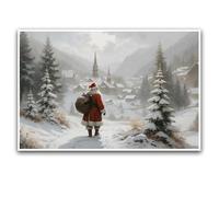 Canvas Wall Art Vintage Christmas Prints Santa Claus Art for TV Farmhouse Painting Christmas Holiday Decor 12x18in-UnFramed