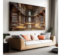 Canvas Wall Art Vintage Grand Library Poster Canvas Painting Print For Living Room Wall Art Pictures Home Decorative 150L x 100W CM (59" x 39") Frameless