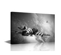 Canvas Wall Art Vintage Wall Decor 1 Panels Wall Art for Living Room Military Fighter Paintings Aircraft Pictures Print on Canvas for House Office Wall Decorations Framed Ready to Hang 24x16 in