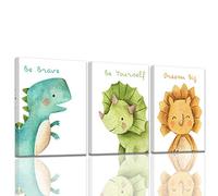 Canvas Wall Art Watercolor Dinosaur Room Decor for Boys Ready to Hang Kids Room Educational Gift Wall Decorations Framed Wall Art Gallery Wrapped 3 Pieces Canvas Art Print Set Stretched 12x16inchx3