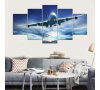Canvas Wall Art | With Frame 150 X 80 Cm | Non-Woven Canvas Prints Image Artwork Painting Picture Photo Home Decoration 5 Pcs - Airplane - Living Room Hotel Restaurant Office Decor 3D Pr-578819233006