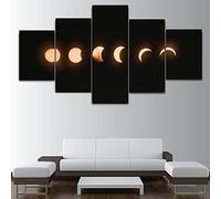 Canvas Wall Art Without Frame 100 X 50 Cm Non-Woven Canvas Prints Image Artwork Painting Picture Photo Home Decoration 5 Pcs - Lunar Eclipse Landscape - Living Room Hotel Restaurant Office Decor 3D P