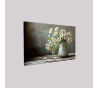 Canvas Wall Decor Bonsai Daisies 70 x 50 cm Rural Farmhouse Poster Print Framed Artwork for Bedroom Living Room Bathroom