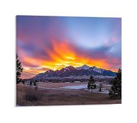 Canvas Wall Decor Vibrant Sunset Over Snowcapped Mountains And Winter Landscape Wall Art Decor Unframed Painting Wall Pictures Prints Artwork For For Living Room,Bedroom,Office Gallery 12x16Inch