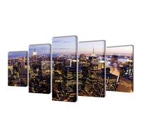 Canvas Wall Print Set Birds Eye View of New York Skyline 200x100cm
