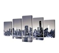 Canvas Wall Print Set Monochrome New York Skyline 100 x 50 cm