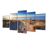 vidaXL Canvas Wall Print Set Sand Beach 200x100cm Home Decor Artwork Poster