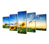 Canvas Wall Print Set Sunflower 200 x 100 cm