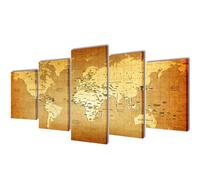 Canvas Wall Print Set World Map 100 x 50 cm