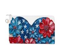 Canvas Wallet Bag,American Flag Big Heart Shape Print Coin Purse, Zipper Change Purse,Small Cosmetic Bag